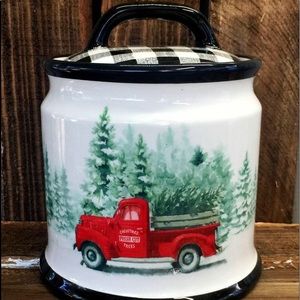 Farmhouse truck Christmas cookie jar